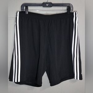 Adidas Black and White Athletic Shorts with Iconic Stripes